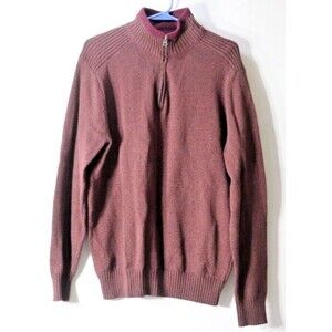 Dockers Russet Red Brown Quarter Zip Long Sleeves Pull Over Size Medium